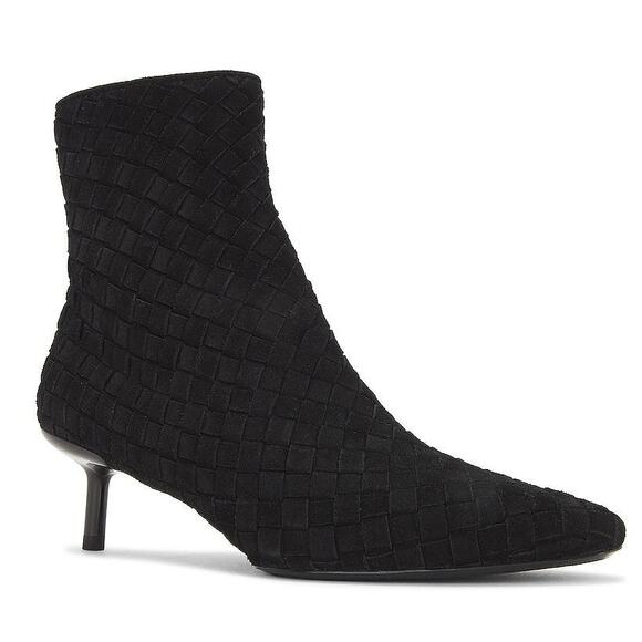 Rag & Bone Rio Bootie Mid Ankle Woven Suede Black NEW EU 39 - Picture 1 of 8